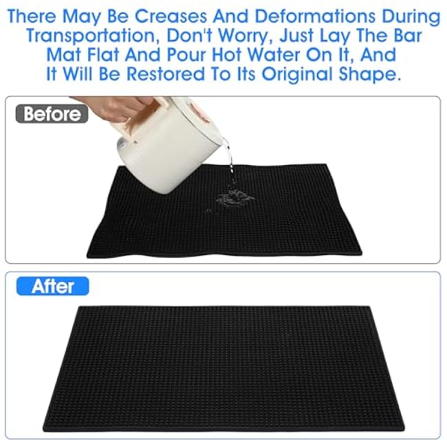 cobee Coffee Bar Mat 18x12Inch,6Pcs Silicone mats for Kitchen Counter,Service Spill Non Slip Thick Rubber Drying Mat for Glasses Countertop