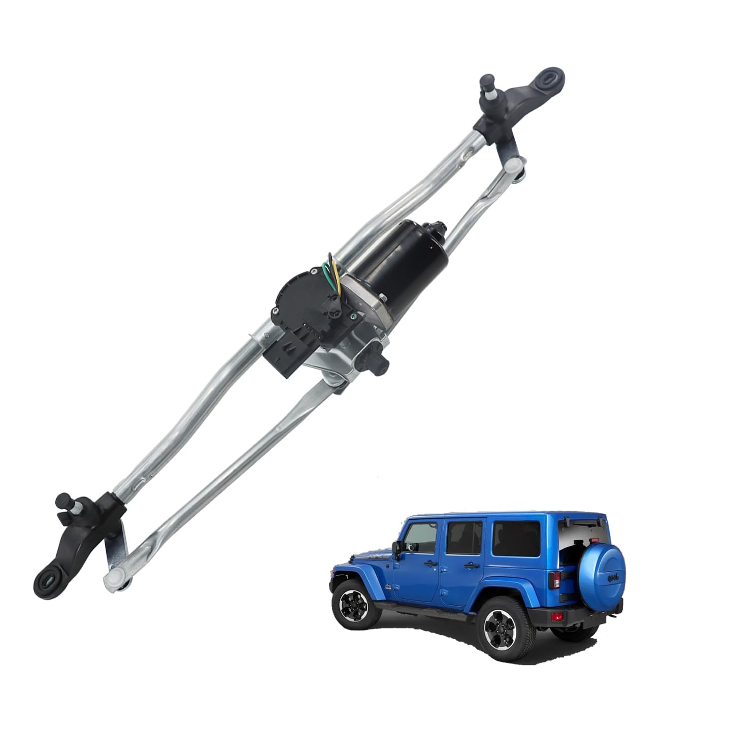 55077859AB Front Windshield Wiper Motor and Linkage Assembly for Jeep Wrangler 3.8L 2007-2011 3.6L 2012-2017, for Jeep Wrangler JK 3.6L 2018, 55077859AC 55077859AD 68002388AB