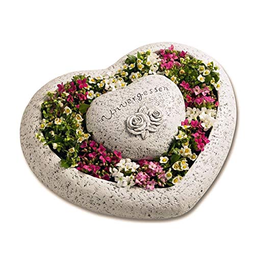 SHACAMO grave decoration 2-piece. Heart-shaped plant bowl. Unforgettable