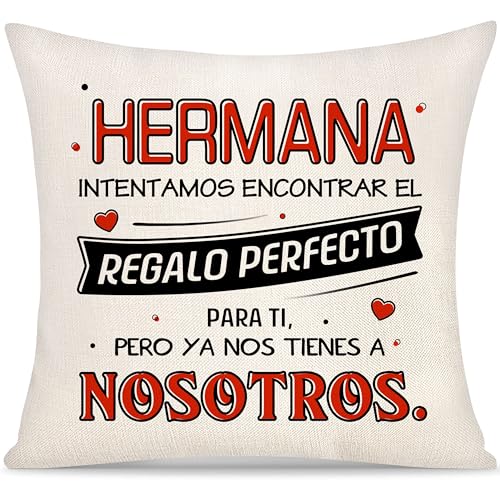 Yoskiasd Hermana Intentamos Encontrar Funda de Cojín Regalos para Mujer Chicas de Mayor Pequeña Hermanas Regalos de Graduación Inspirador Funda de Almohada de Cumpleaños Navidad (Hermana)