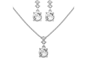 Silver-Tone and Crystal Necklace and Earrings Set: Timeless Simplicity for Refined Elegance