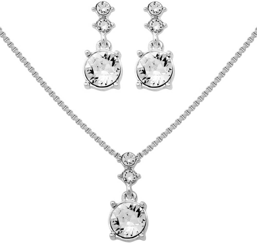 Silver-Tone and Necklace and Earrings Set