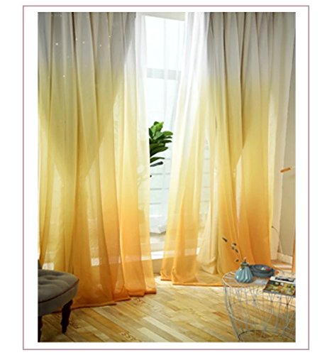 Amazon｜Kouso 2枚入 グラデーションカラー カーテン！透かし彫り星柄