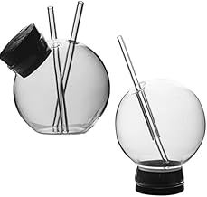 kekafu 2 peças copo de bola de coquetel copo de suco de vidro copo de coquetel 285 ml + 450 ml copo de vinho, acessório infusor de fumaça de comida - copo de coquetel com canudo de vidro para fumante de bebidas