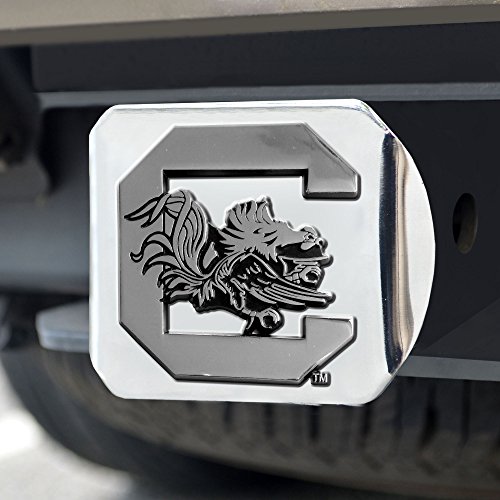 FANMATS 15046 South Carolina Gamecocks Chrome Metal Hitch Cover with Chrome Metal 3D Emblem