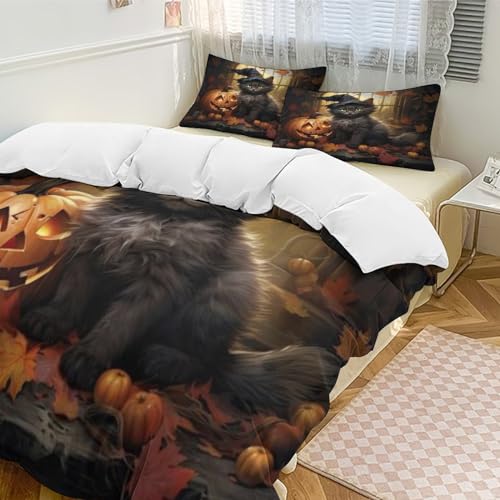Housse de couette polyester microfibres motif citrouille d'Halloween - 5