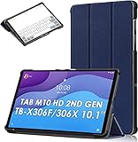 KATUMO Coque pour Lenovo Tab M10 HD 2nd Gen TB-X306F/TB-X306X 10.1 Pouces Housse Magnetique pour Lenovo M10 10.1 Étui en Cuir Protection Tablette M10 2nd Gen Cover TB-X306, Bleu Foncé