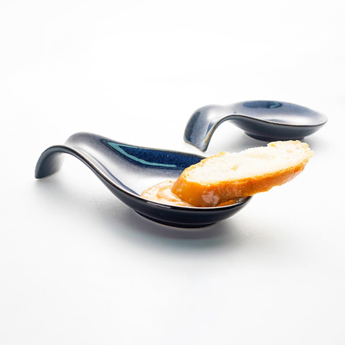 Gadpiparty Repose-cuillères Résistant Lave-vaisselle en Céramique Bleue Lot de 4 et Présentation Élégante des Ustensiles Cuisine