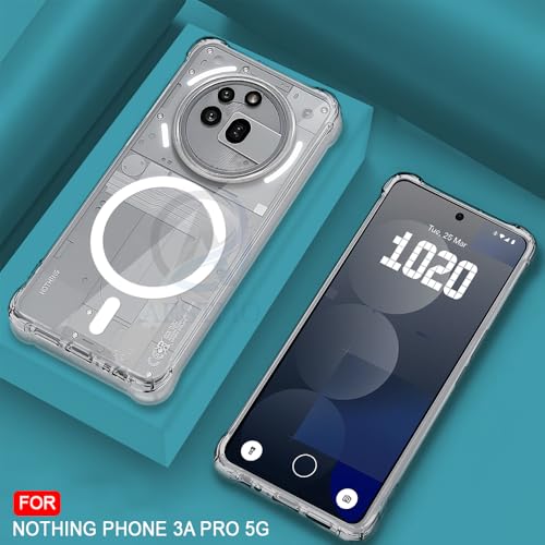 Image of AESTMO Clear Back Cover for Nothing Phone 3A Pro 5G | 360 Protection | Transparent Back Cover (PC + TPU, Compatible with MagSafe Accessories, Transparent Bumper)