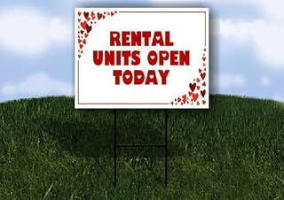 Rental Units Open Today Red Frame With Hearts Double Sided 18x24 in. Yard Road Sign
