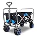 Produktbild TMZ Faltbarer Bollerwagen All-Terrain Autoreifen Klappwagen mit Schubgriff, Patentierte Falttechnik Gartenwagen, Breite 360 ° Drehräder Handwagen, 90 L, bis 120 kg (Schwarz/Blau)