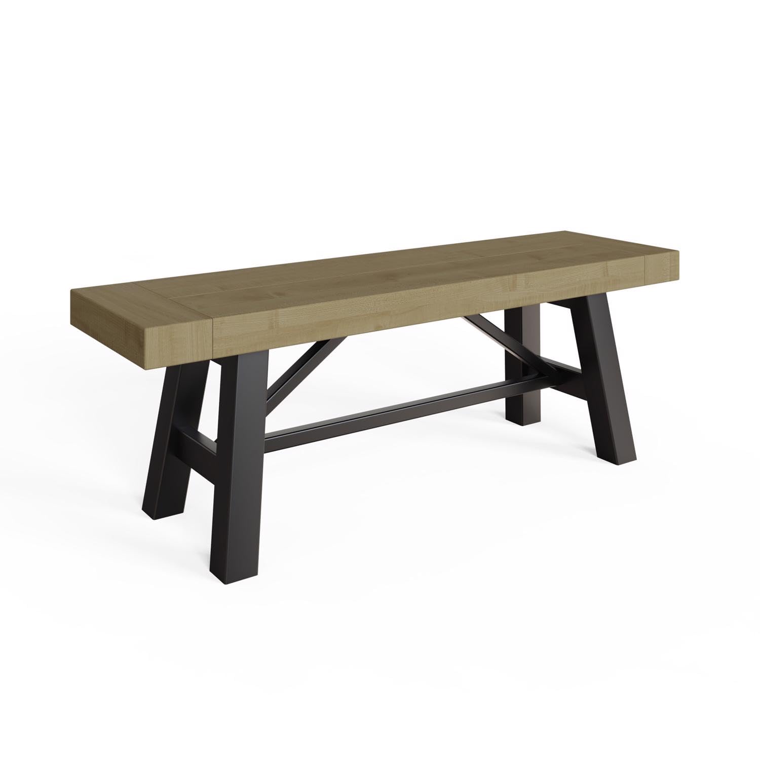 Solid Pine 132cm Dining Bench Driftwood Lacquered Finish