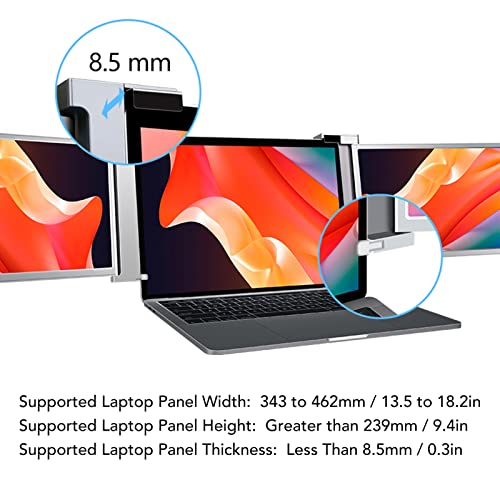 Jectse Tragbarer Monitor für Laptop, 15,4 Zoll HD 1080P IPS Laptop-Bildschirm-Extender, Laptop-Monitor-Extender mit Skalierbarer Halterung, Dual-Triple-Monitor-Bildschirm-Extender für (Schwarz) – Bild 4