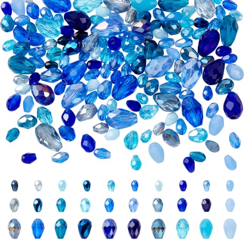 NBEADS About 178 Pcs Teardrop Crystal Glass Beads
