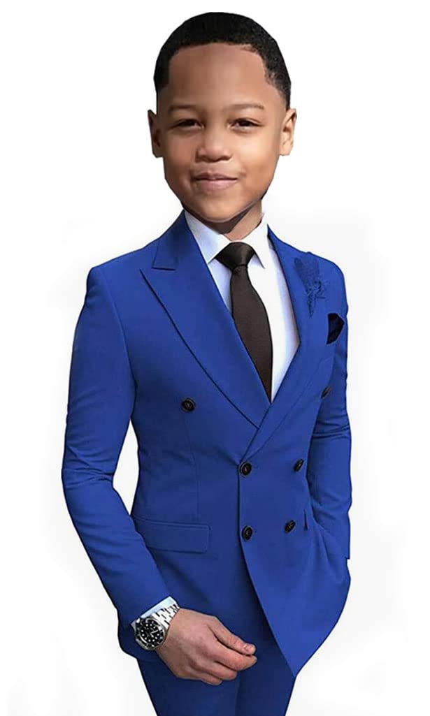 2 piezas de trajes de doble botonadura para niños, trajes formales para boda, pantalones blazer