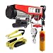 Partsam 1320 lbs Lift Electric Hoist Crane Remote Control Power System, Zinc-Plated Steel Wire Overhead Crane Garage Ceiling Pulley Winch w/Premium Straps (w/Emergency Stop Switch)