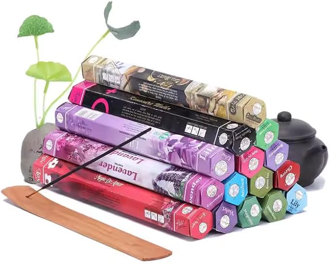 FETHİYE TOPTAN 120 Adet 6 Paket Karma Tütsü ve Kayığı, Çubuk Seti ve Ahşap Tutucu