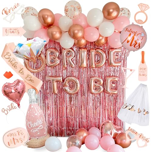 VIDAL CRAFTS 62-Piece Rose Gold Bridal Shower Decorations – Bache...