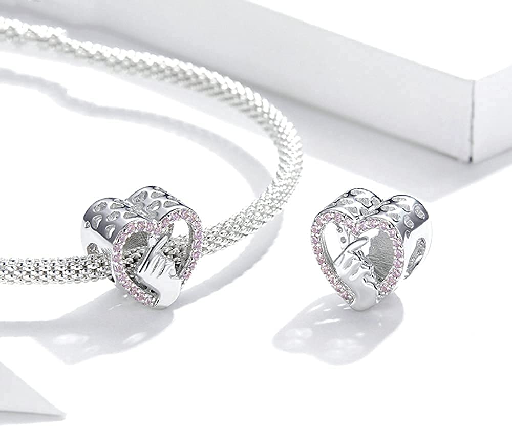 NINGAN Serie d'amore in argento 925 Pendente con perline Regalo di compleanno di San Valentino Adatto per collana di braccialetti da donna