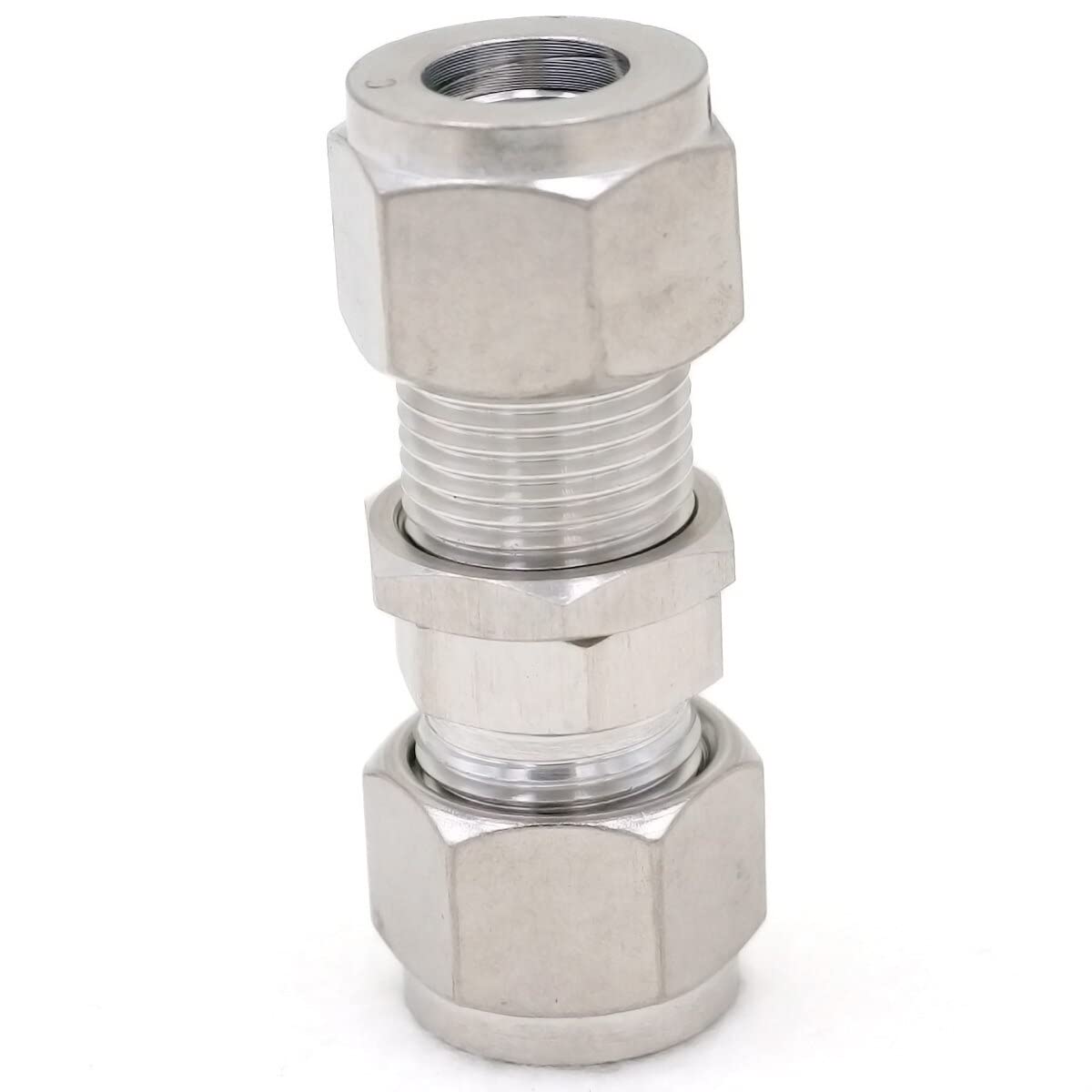 Fit Tube O/D 10mm Bulkhead 304 Stainless Steel Ferrule Pneumatic Air Compression Fitting