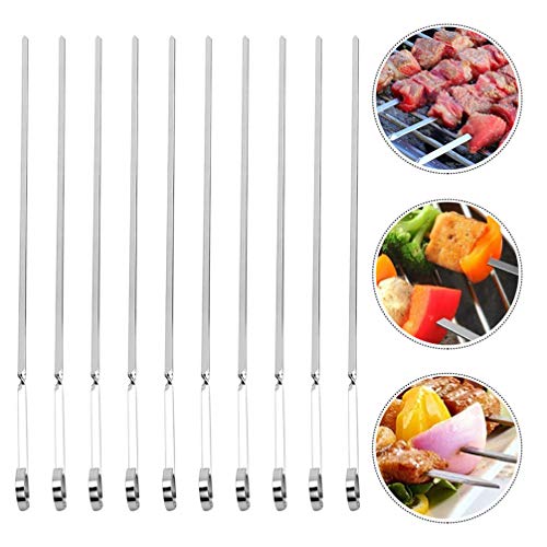 Espetos de espetos de canudo de aço inoxidável Doitool, 10 peças, espetos para churrasco, espetos de