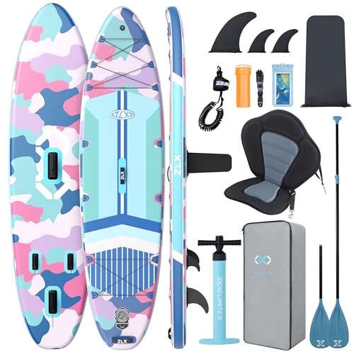 ZLX Tabla Paddle Surf Hinchable 350cm con Asiento – Ideal para Principiantes, Familiar, EVA Antideslizante, PVC Militar 3 Capas, Estable para Mar, Lago & Río, Paseo en Pareja