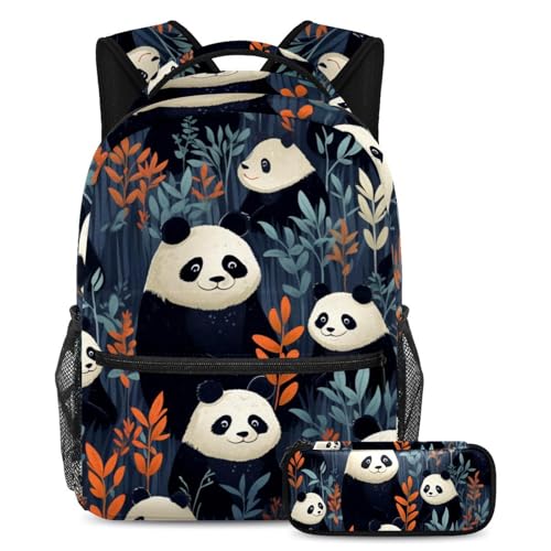 Sac à dos panda résistant de grande capacité avec trousse : le choix durable pour le collège.