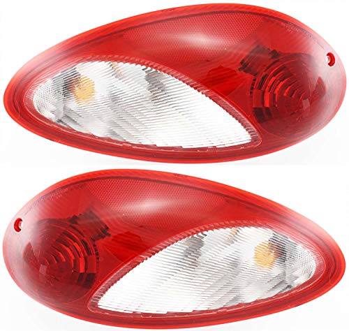 Evan-Fischer Tail Light Assembly Compatible with 2006-2010 Chrysler PT Cruiser Halogen Clear & Red Lens Set of 2 Passenger and Driver Side