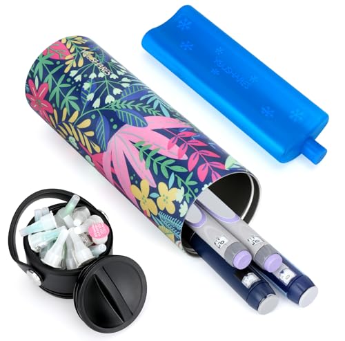 Image of YOUSHARES Insulin Cooler Travel Case - 48H Non-Electric Cooling Bottle with TSA Approved Ice Pack, Diabetic Medication Pen Vials Refrigerator, Medical Carry Case Portable for GLP-1 Pens