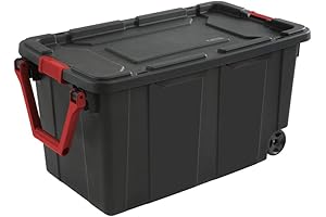 Sterilite Hot Mop Heavy-Duty Wheeled Trash Can with Lid, Black