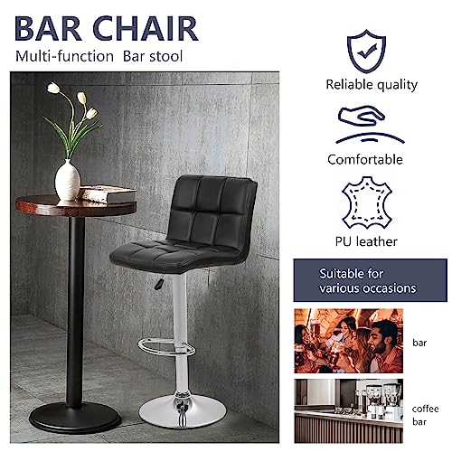 Image of BestOffice Bar Stools Set of 2, Adjustable PU Leather Swivel Barstools, Modern Counter Stools with Back and Footrest, Counter Height Barstools for Bar, Kitchen and Dining Room