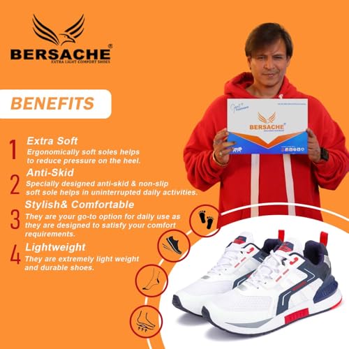 Image of BERSACHE Sneaker, Loafers,Casual with Extra Comfort Sneakers for Men(White)