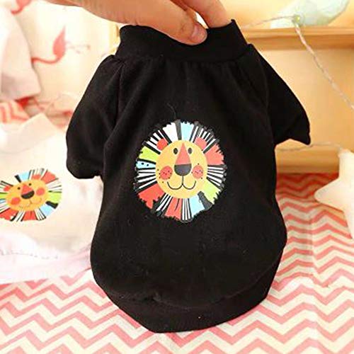 ペット服 Tシャツ 犬服 ドッグウェア 春夏 洋服 ベスト パジャマ カップ ル服 スポーツ服 タンクトップ 可愛い 柔らかい 綿製 犬の服 犬用コスチューム 人気 仮装 ファッション 小型 中型犬服猫服 (M,黒ライオン)