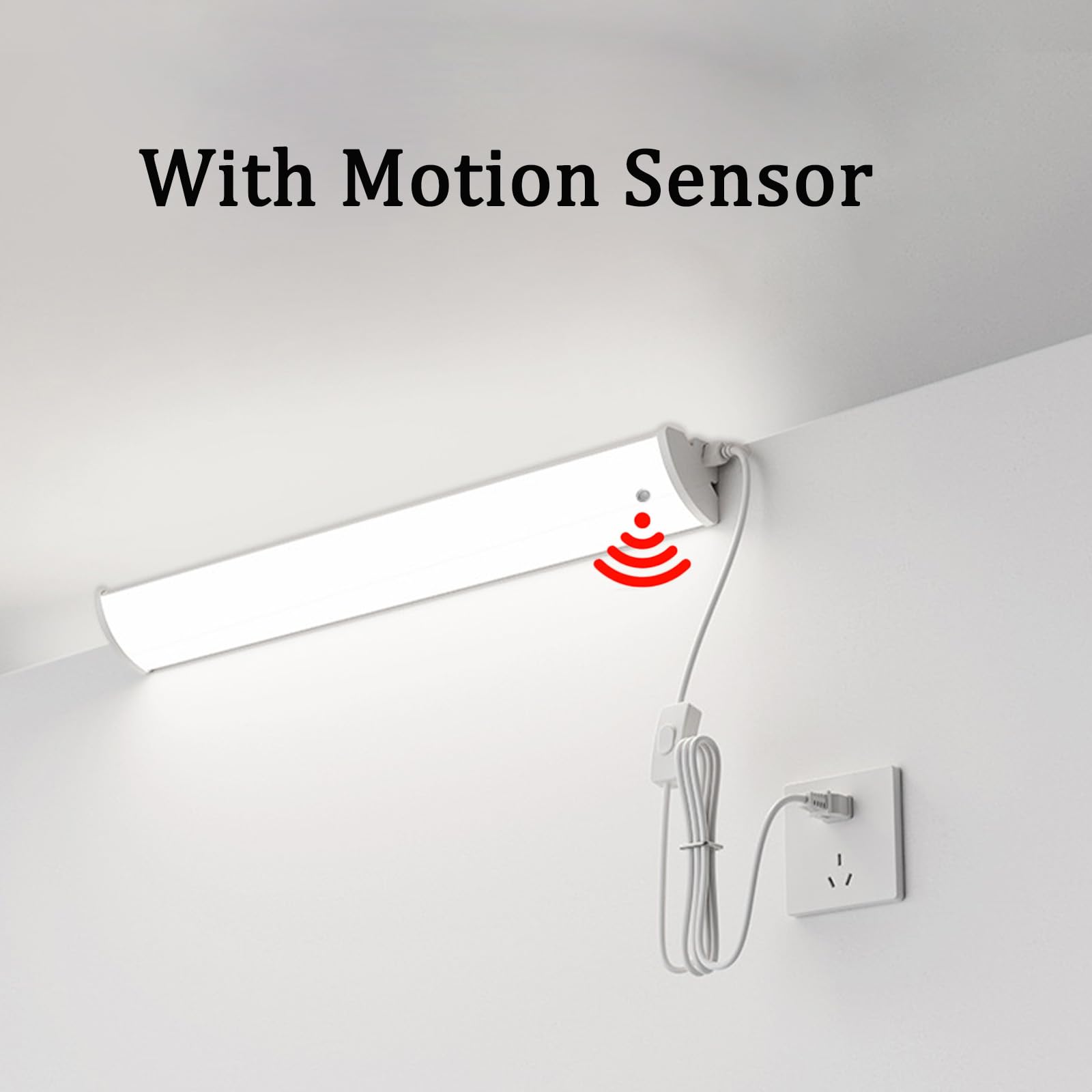 LED Wandleuchten mit Schalter und Stecker Unterbauleuchte Wandbeleuchtung mit Bewegungsmelder Modern Minimalistisch Wandleuchte für Wohnzimmer Küche Schlafzimmer (Weiß Weißes Licht,30cm)
