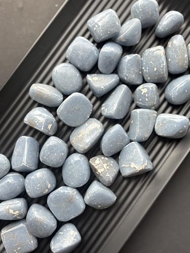 Image of Tumbled Stones, Natural Crystal Healing Stones, Home Office Decor, Aquarium Decorative Pebbles, Vase Fillers (Blue Lace Agate, 50)