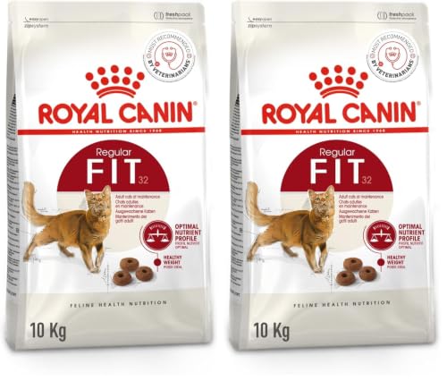 Image of Royal Canin Fit 32 Adult Cat Food, Dry Food, Supports Optimum Nutrient Profile and Healthy Weight, 10 Kg, Pack of 2