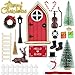 AGARELE GNOME Door Accessories Christmas Set, Christmas GNOME Door Set Christmas Decoration Elf Door, Wooden GNOME Door with Miniature Letterboxes, Fence, Ladder, Boots