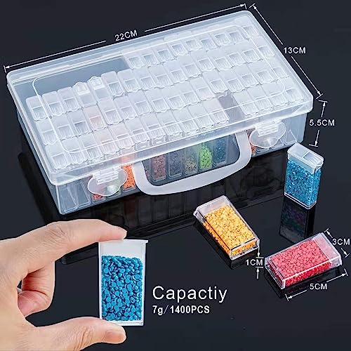 DONQL 64 Grids Diamond Painting Storage Boxes,Diamond Art Storage Box,Diamond Painting Accessories with 48Pcs Diamond Painting Clay 3 Drill Pens 2 Trays 1 Spoons and Labels - Image 3
