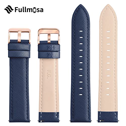 Image of Fullmosa 14mm Watch Strap, 6 Colors for Quick Release Cross Genuine Leather Watch Band, Dark Blue