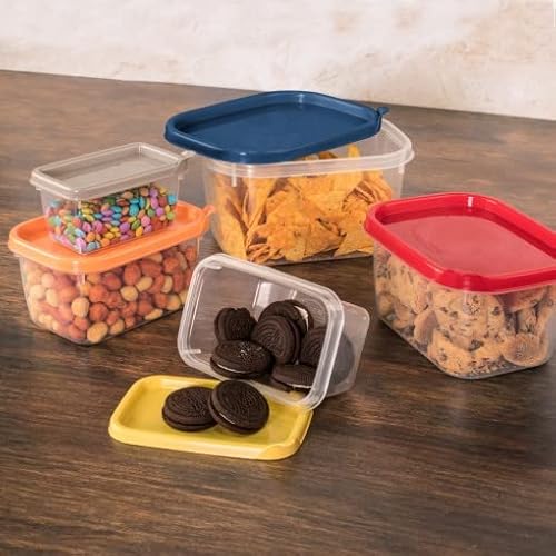 Conjunto de 10 Potes de Plástico Retangulares Conect 5 cores