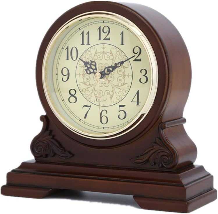 Desk Clock,Wooden Mantle Clock,Desktop Wooden Design for Bedroom Office Kitchen Wooden Design Mantel Clock, Desktop Clock Decoration Shelf Clock,