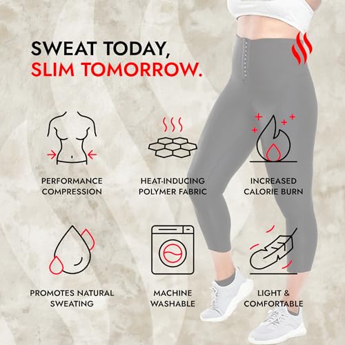 Image of Sweat Shaper Cinch Leggings, High-Waist Compression Slimming Cinch Sauna Leggings, Tummy Control, Body Sculpting Yoga Pants