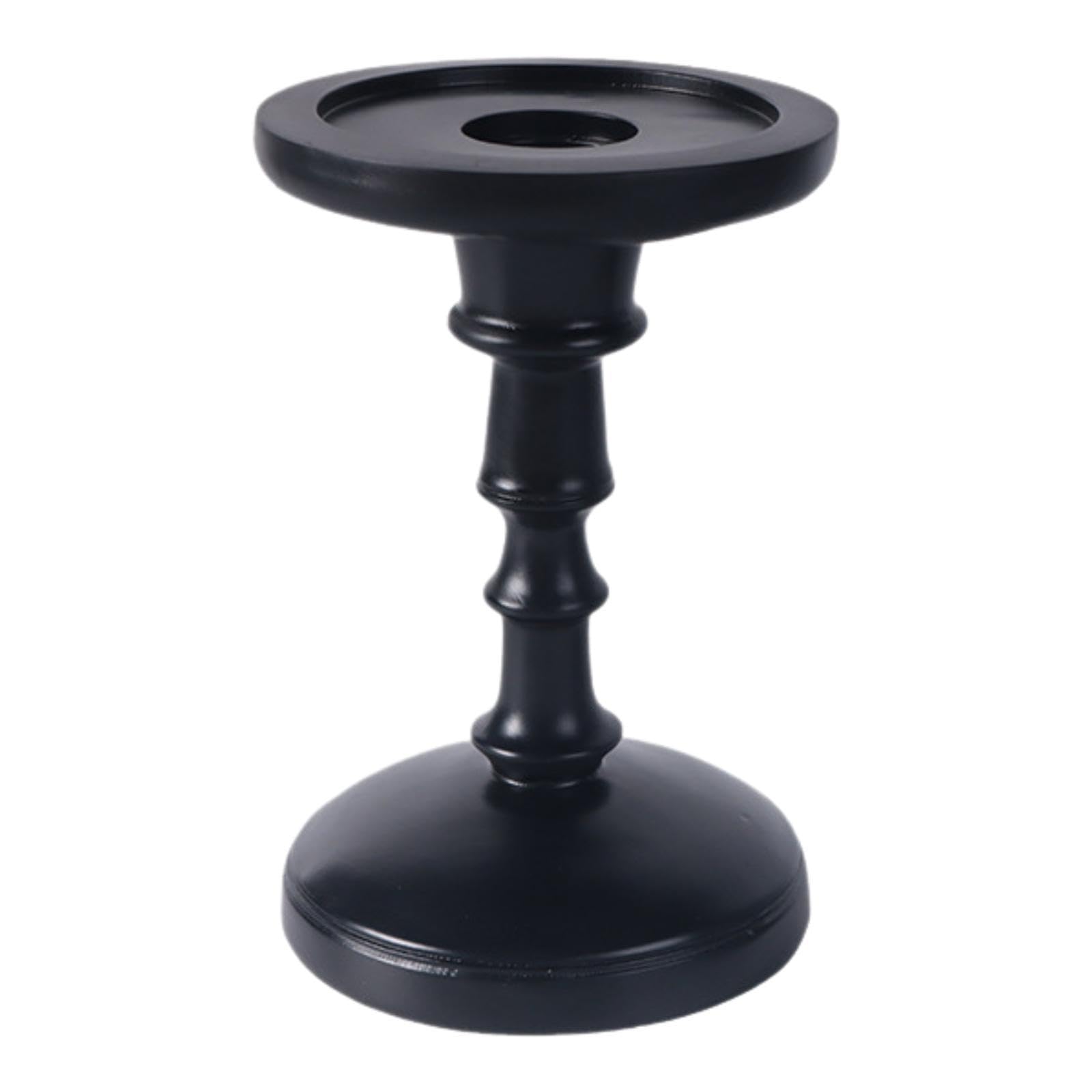 Pillar Candle Holder Candlestick Holder Classic Decorative Resin Table Centerpiece for Shelf Dining Room Wedding Fireplace- Short