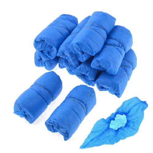 Cubiertas para zapatos Ruilogod, banda elástica de nailon resistente al agua, 50 pares, color azul oscuro miniatura 1