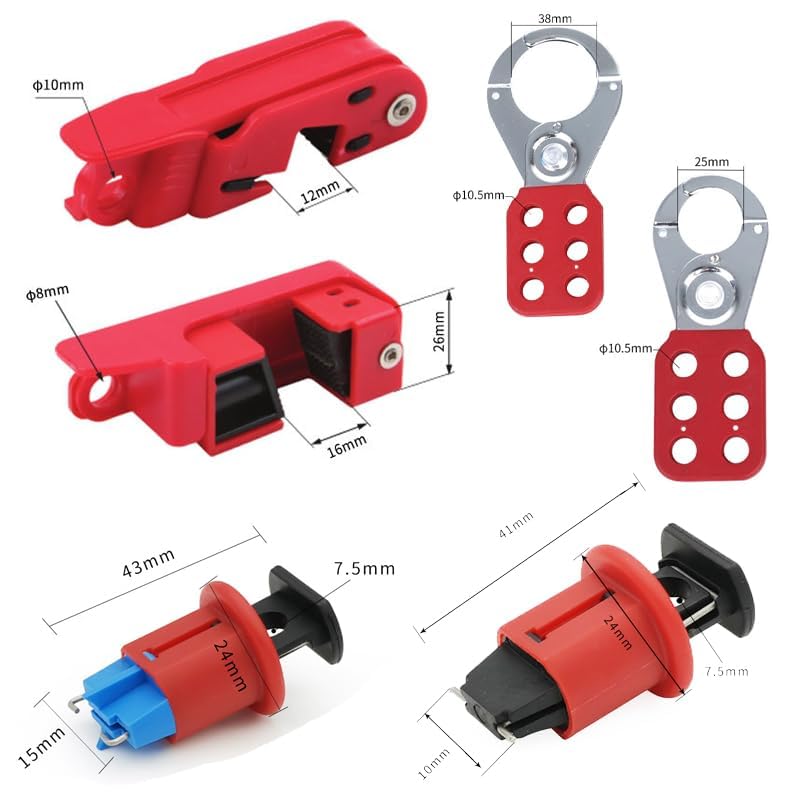 50 Pcs Lock Out Kit, Lockout Tagout Kit, OSHA Standard Loto Locks, Panel Lock, Loto Tags Set, Lock for Electrical Plug, Safety Padlocks, Hasp Breaker Lockout