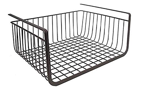 Image of Go Hooked 16 Inch Under Shelf Basket Black Powder Coated Iron for Maximum Storage Efficiency Optimize Your Space for Kitchen and Pantry Home and Office Set of 3