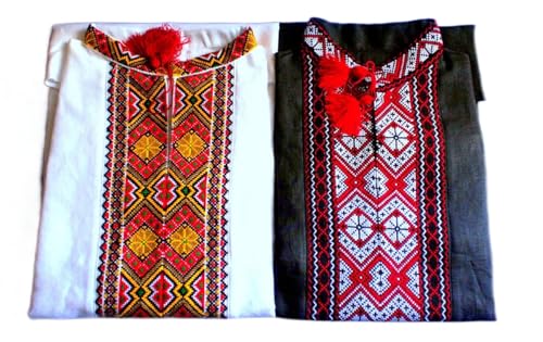 Easter Gift Set 2 Vyshyvanka Men's Ukrainian Embroidered Linen Shirt Wedding Handmade 2XL