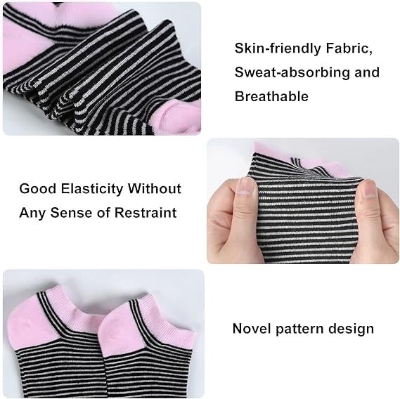 10 Pairs Ankle Trainer Sneakers Socks for Women Non Slip Cotton No Striped Show Low Cut Casual Socks3