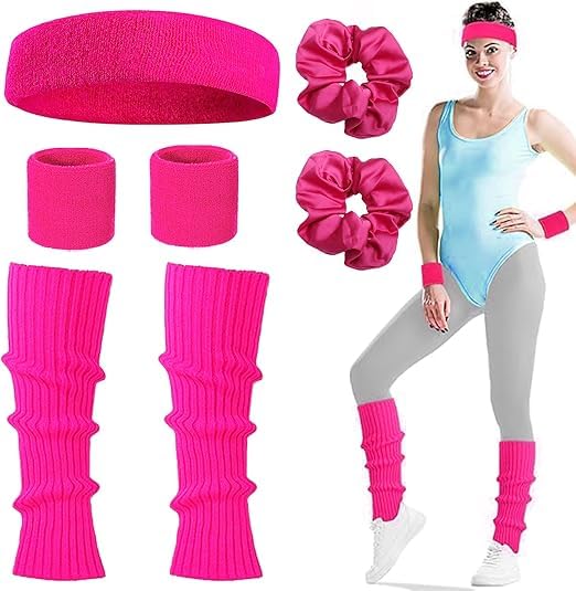 Fartoni Disfraz Años 80 Mujer O Disfraz Deportista. Disfraces Rockera O Retro 90. Con Accesorios Complementos Y Calentadores Años 80. Ideal Para Carnaval