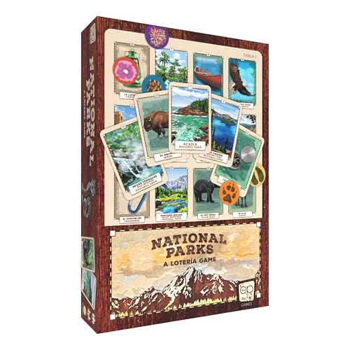 USAopoly | Loteria National Parks | Gioco di Carte per Famiglie Ispirato alla Lotería Messicana | Gioco Educativo sulla Natura con i Parchi Nazionali USA | 2–12 Giocatori | 15 Minuti